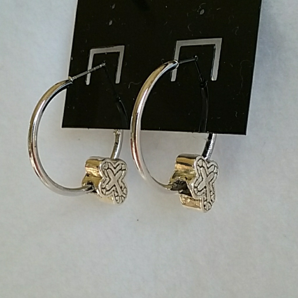 Womens Hoop Earrings With Cross Charms 12$